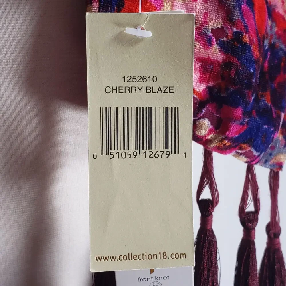 Collection 18 Unisex Scarf NEW Multicolor Floral Print Cherry Blazer Tassels